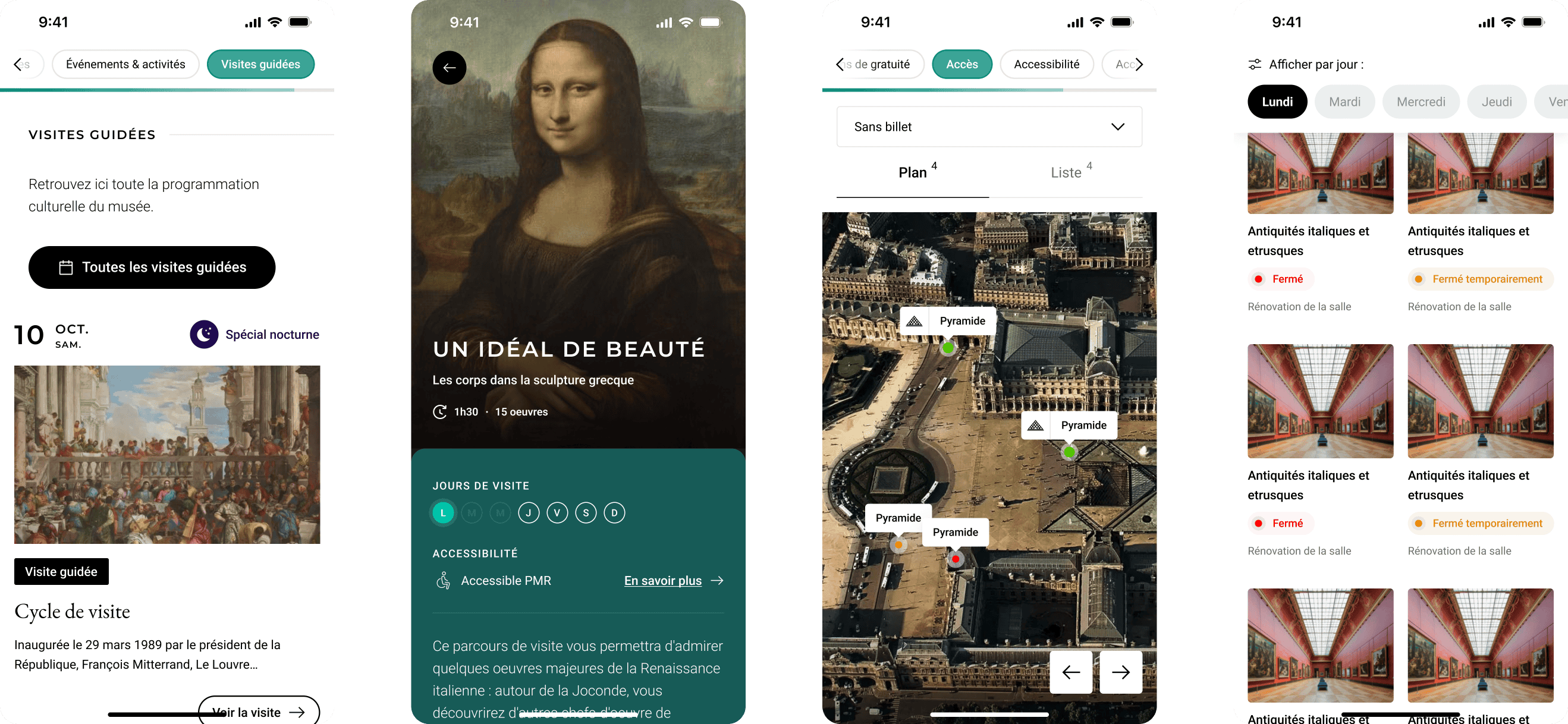 UI/UX design overview of muséedulouvre.fr